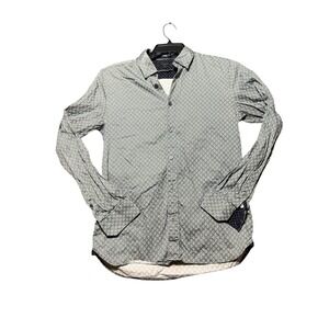 Ted Baker Button Down Shirt Mens 3 Green Excellent Floral Long Sleeve Cotton